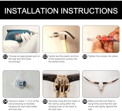 TKKUPLG 70in Cow Skull Wall Decor - Resin Art for Rustic Style