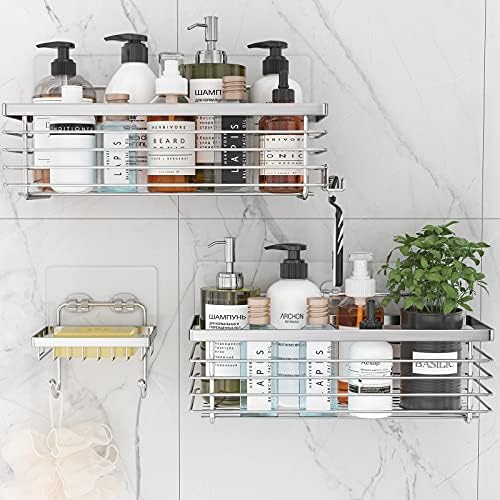 ODesign 3 Pack Shower Caddy - Rustproof Stainless Steel Suction Cup Organizer