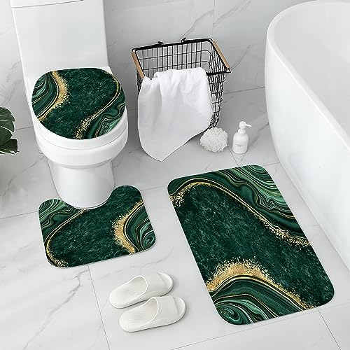 Gibelle 4 Pcs Luxury Marble Shower Curtain Set 1
