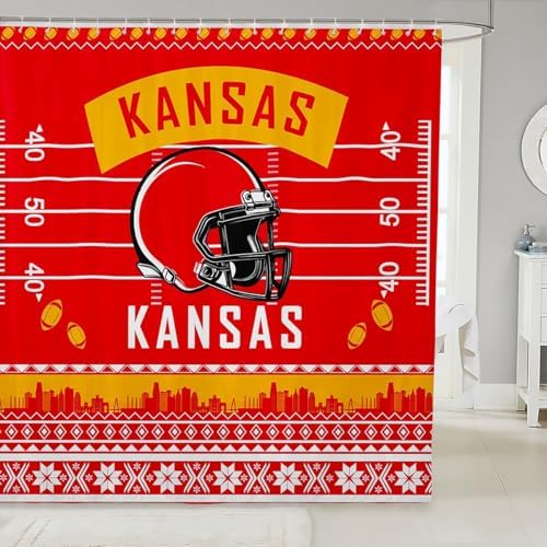 Feelyou Yellow Red American Football Shower Curtain Set 72x72