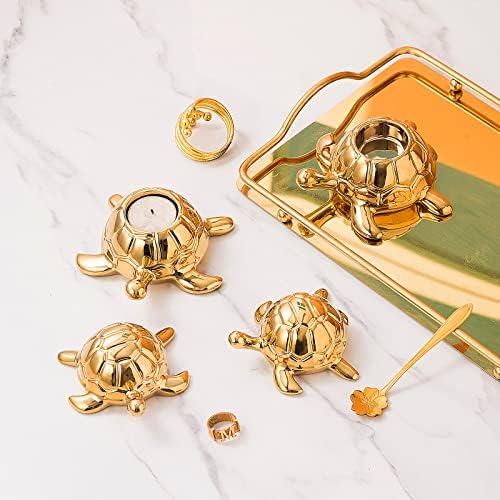 Golden Turtle Statue - Gold Ceramic Home Decor Ornament