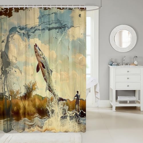 Feelyou Bass Fish Shower Curtain Set 72x72 Room Decor