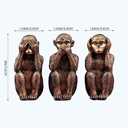 3 Wise Monkeys Statue Set - Resin Bronze Decor