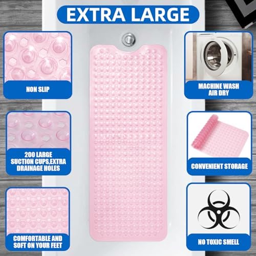 MOONFLY Extra Long Non-Slip Bath Mat 40x16 Inches