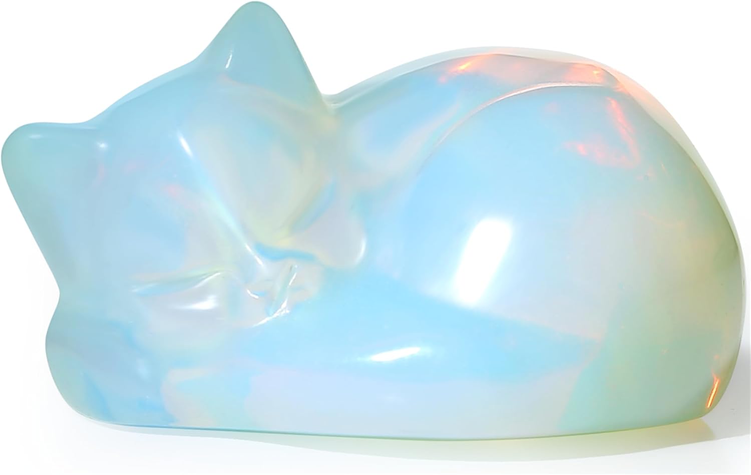 YATOJUZI 2 Inch Sleeping Cat Crystal Statue Decor