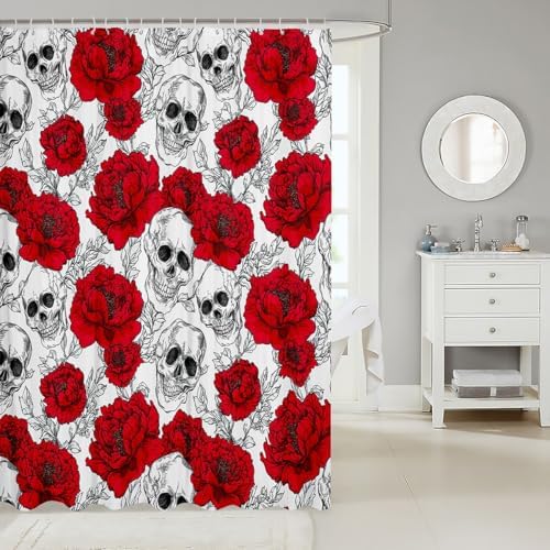 Feelyou Sugar Skull Shower Curtain Set 72x72 Waterproof