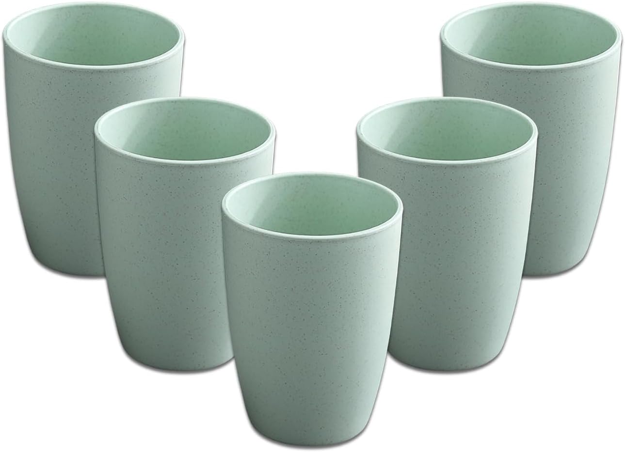 Zgwansui 5-Pack Green Wheat Straw Tumblers 12OZ Reusable Stackable Cups