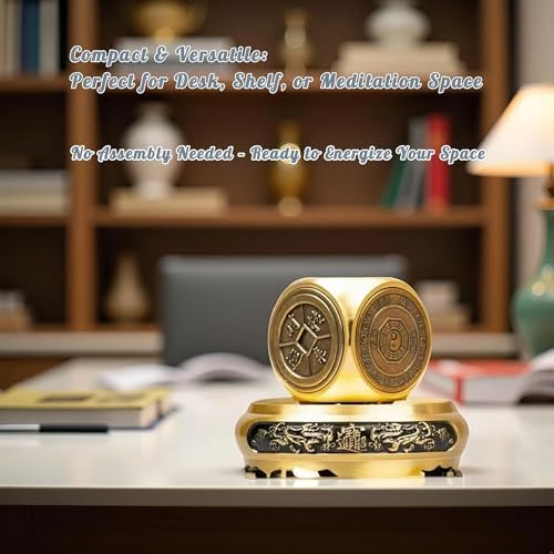 YUERVIEW Chinese Brass Feng Shui Ornament with Rotatable Pixiu Base