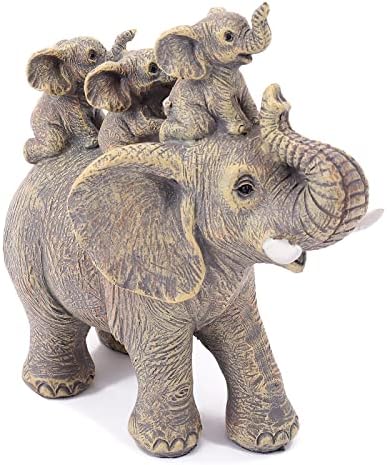 Cute Elephant Statue with Three Calves Home Decor