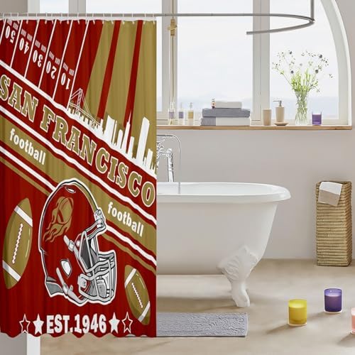 Feelyou Football Bath Curtain 72x84 San Francisco Design