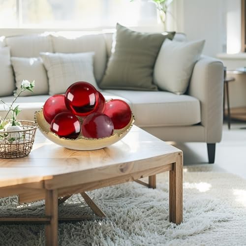 Red Transparent Crystal Decorative Balls for Bowls Vases - 6cm Polished Orbs