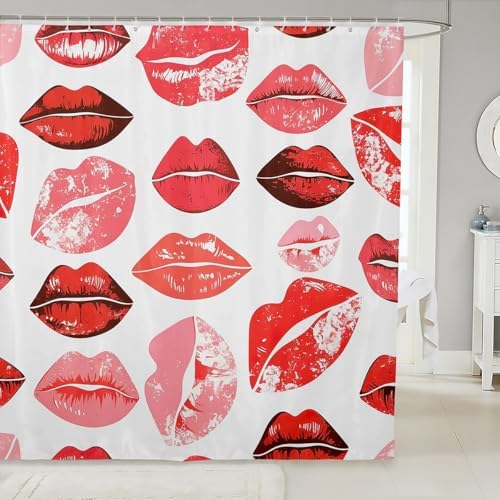 jejeloiu Kiss Shower Curtain Set 72x72 Kids Bathroom Decor