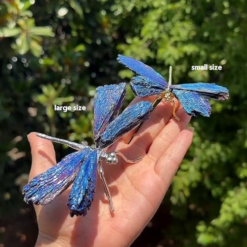 Dragonfly Statue Blue Tourmaline Electroplated Decor