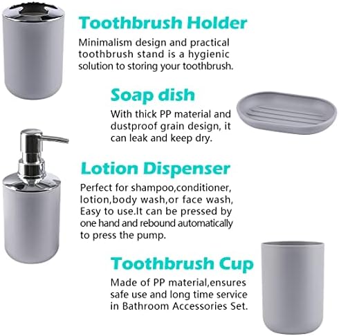 Papillon 6 Piece Bathroom Accessory Set Gray