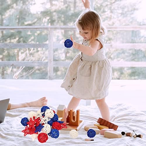 HOMSFOU 30PCS Rattan Decorative Balls for Independence Day