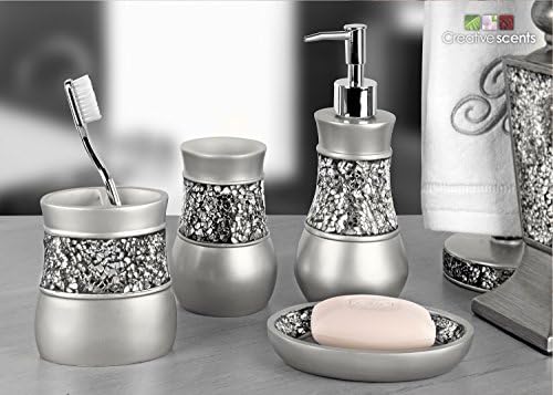 Crackled Glass Bathroom Tumbler - Stylish Water Mouthwash Holder