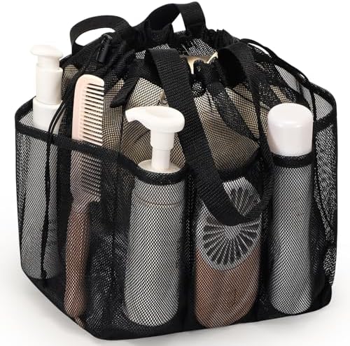 Famichan Mesh Shower Caddy Portable with Drawstring - Black
