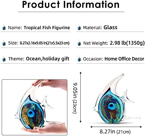 EUSTUMA Hand Blown Glass Tropical Fish Figurine Ornament 1