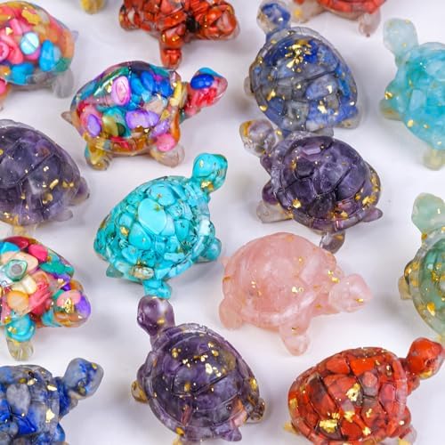 8PCS Crystal Turtle Figurine Set - Handmade Resin Decor