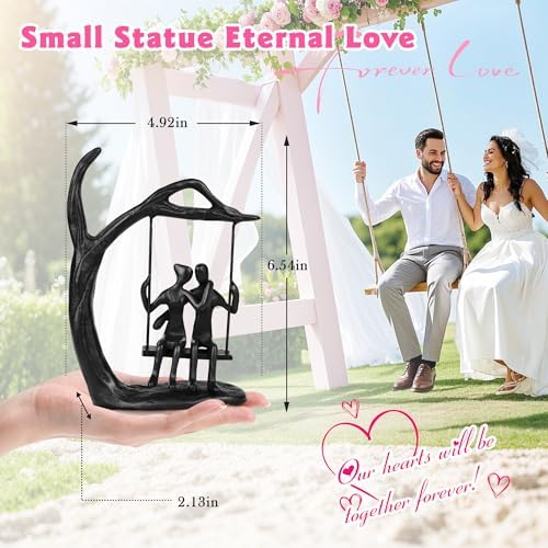 Romantic Couple Statue in Love Black Metal Figurine