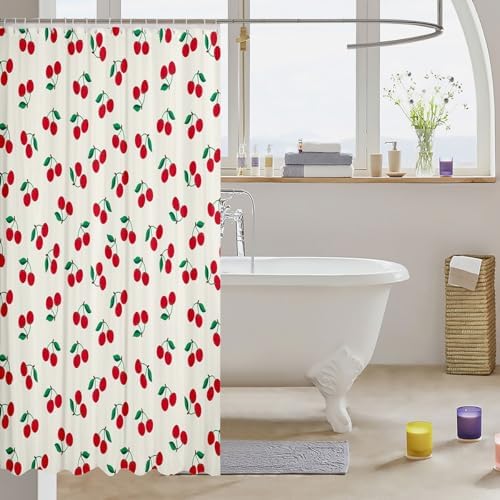 Feelyou Cherry Bath Curtain Set 72x78 Inches