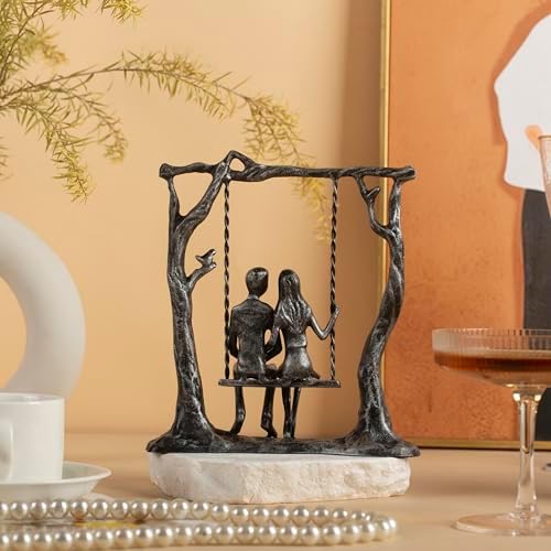 6th Anniversary Iron Sculpture Romantic Couple Statue for Her