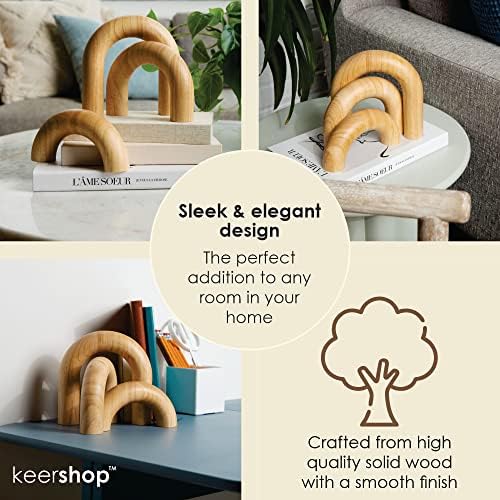 KeerShop 3-Piece Natural Wood Arches Decor Set