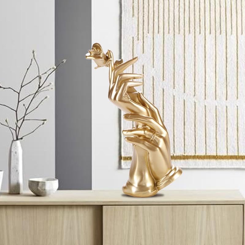 Gold Hand Statue with Roses - Love Decor Statue for Home and Office