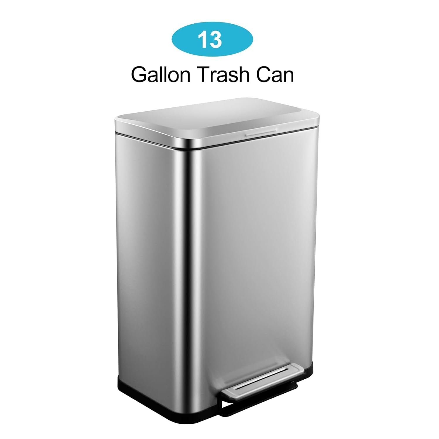 Sunvasagoo 132 Gallon Hands-Free Trash Can - Rectangular Soft Close Fingerprint Resistant