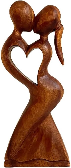 OMA Romantic Kissing Couple Wooden Statue