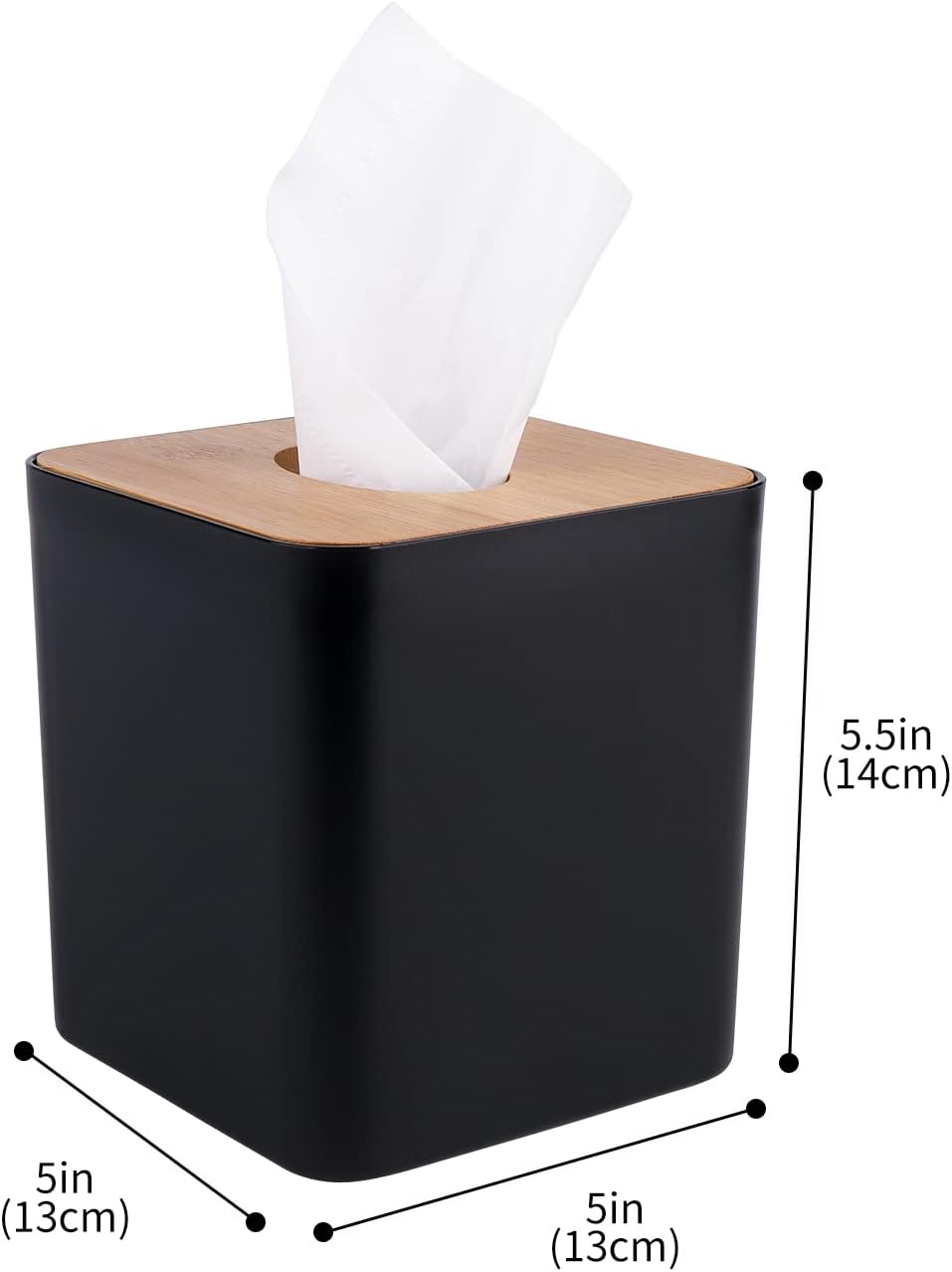 MOCHTERO Bamboo Tissue Box Holder 5x5x54in Black