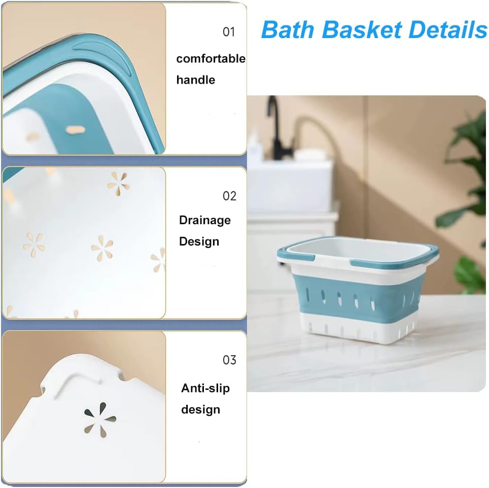 Portable Foldable Shower Caddy with Handles - Grey 1 Pack