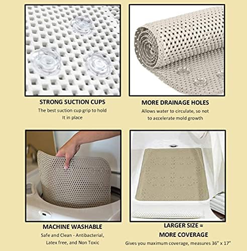 Deluxe Non Slip Bath Mat with Suction Cups - Teal