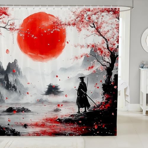 Jejeloiu Japanese Samurai Shower Curtain 72x84