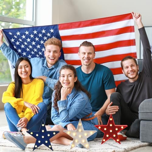 Tujoe 3 Pcs 4th of July Star Lights LED Signs