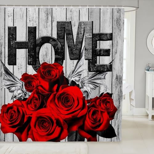 Feelyou Kids Red Rose Shower Curtain Set 72x72