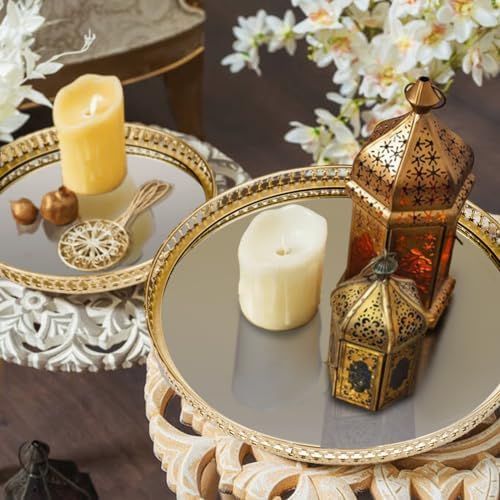Gold Mirrored Vanity Tray for Bathroom Counter and Home Decor