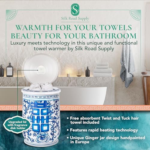 Silk Road Supply Large Towel Warmer with Grey Towel and Fragrance Disk