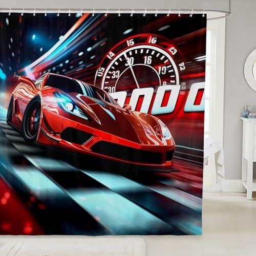 Feelyou Racing Car Shower Curtain Set 72x72