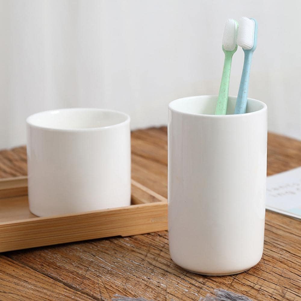 Gaolinci 2 Pcs White Porcelain Mouthwash Tumbler Set