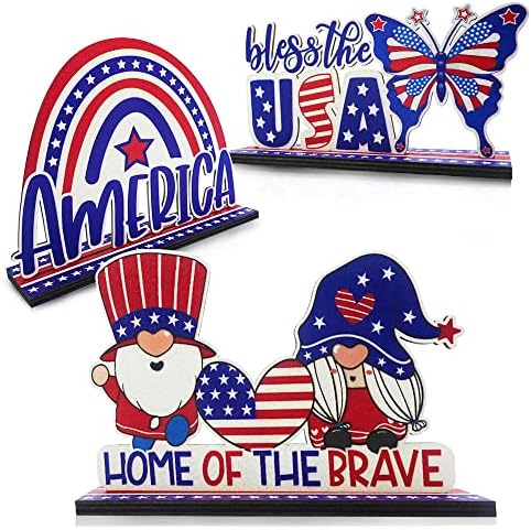 3 PCS 4th of July Table Centerpieces with American Flag Decorations