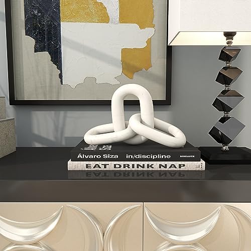 Deco 79 White Marble Chain Sculpture 3 Link Home Decor Statue