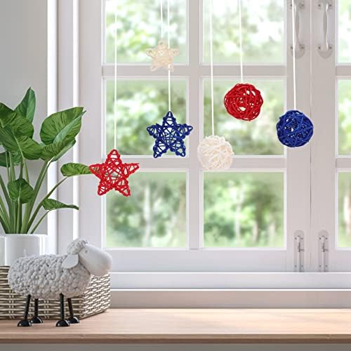HOMSFOU 30PCS Rattan Decorative Balls for Independence Day