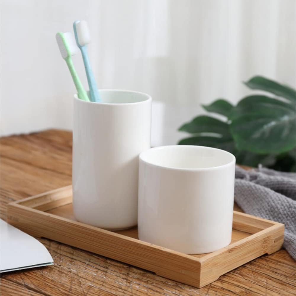 Gaolinci 2 Pcs White Porcelain Mouthwash Tumbler Set