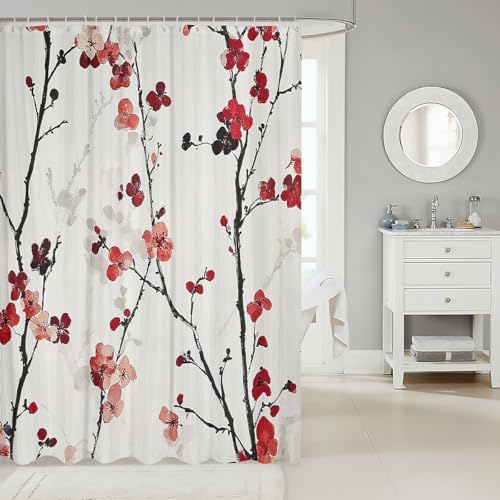Feelyou Cherry Blossoms Shower Curtain Set 72x78