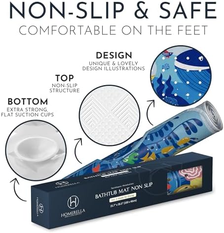 Homerella Anti Slip Bathtub Mat for Kids Adults