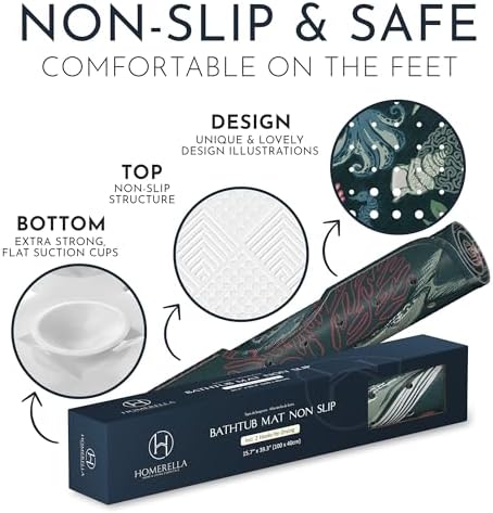Homerella Anti-Slip Bathtub Mat 40x16 Inch