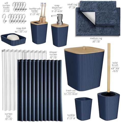 Clara Clark 22PC Navy Bathroom Accessory Set