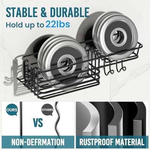 TAILI Heavy Duty Suction Shower Caddy with Hooks and Soap Holder