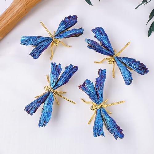 Dragonfly Statue Blue Tourmaline Electroplated Decor